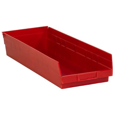 Bsc Preferred 23 5/8 x 8-3/8 4'' Red Plastic Shelf Bin Boxes, 6PK BUY00015157